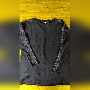 Vila Milano Elgant Black Long Sleeve Top Size Small